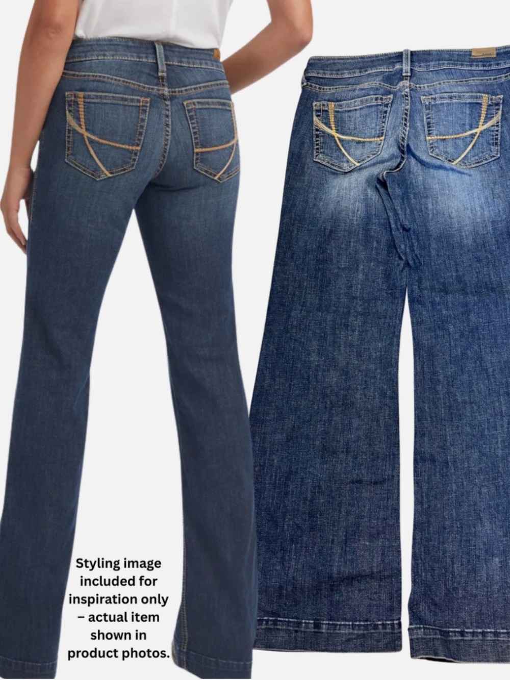 Ariat Jeans Women's Perfect Rise Trouser Wide Leg Stretch Denim Pants 28S 30X30